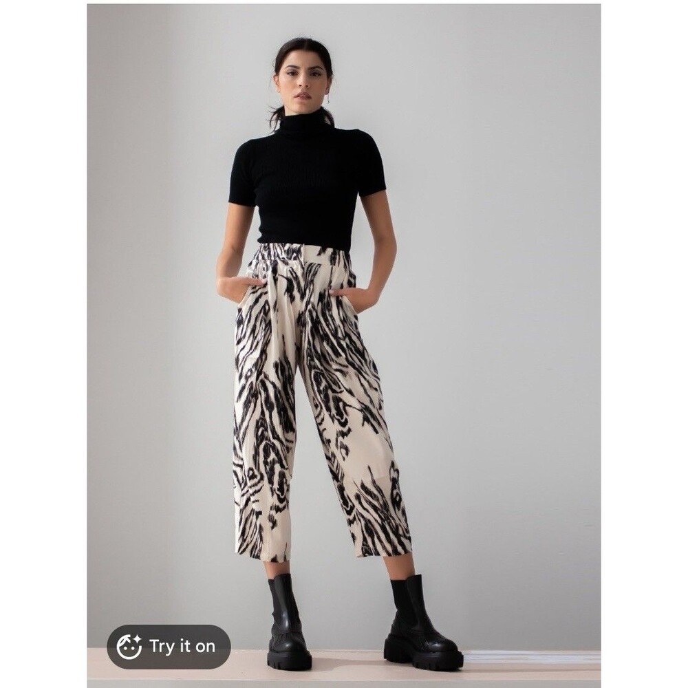 Psophia Printed balloon trousers Silk Blend Pants Size 40 (US 8/10) SPAIN